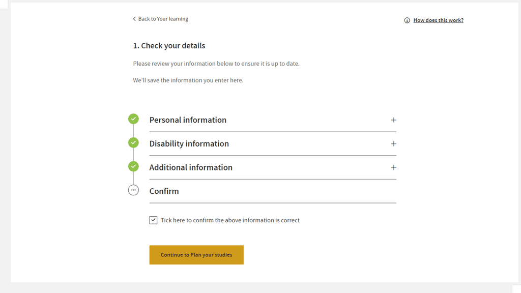 Check My Learning How to use Your Learning - A Guide for Our Online Students